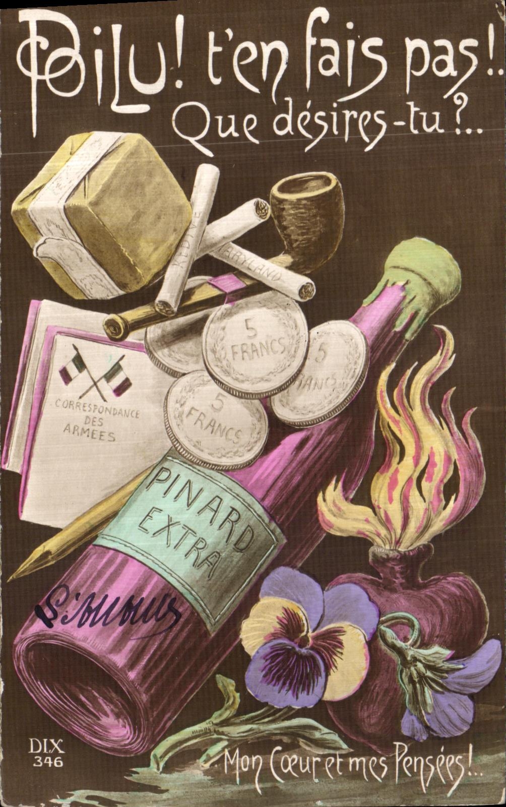 Publicité pour le vin Pinard Extra — Correspondance des Armées — Éditeur L'Immuir, n° 346