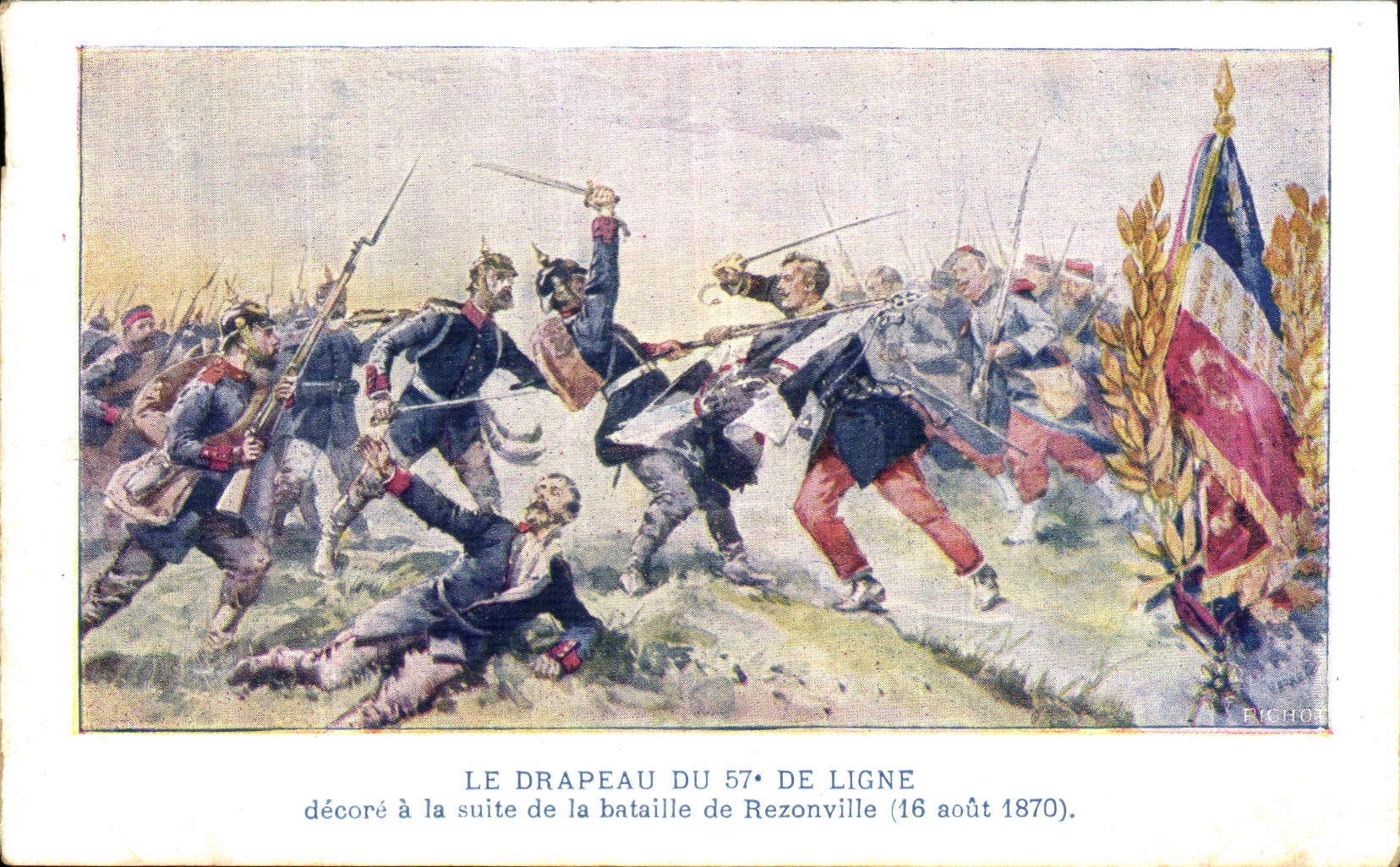 Bataille de Rezonville — Drapeau du 57e de Ligne décoré — Fichot