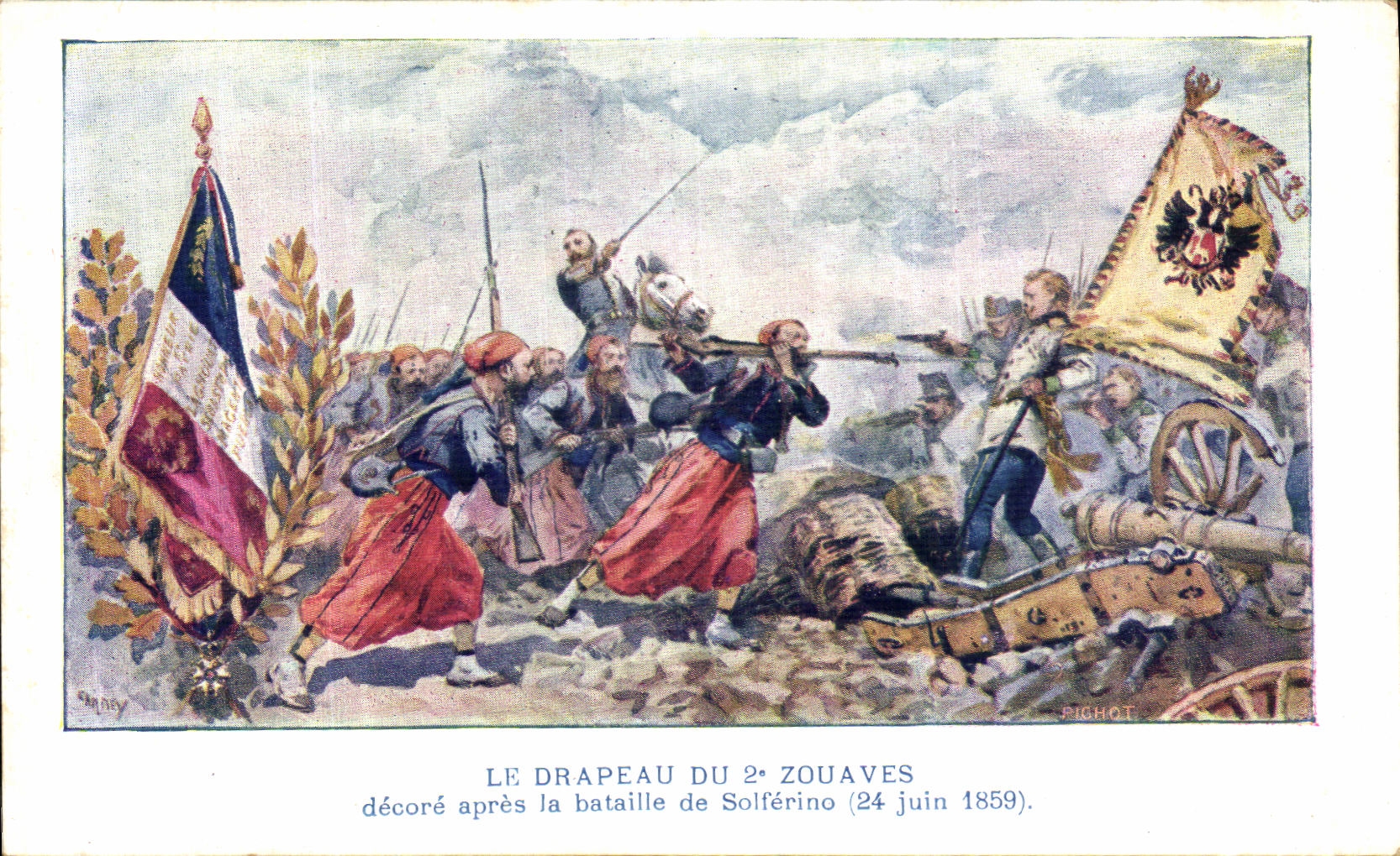 Drapeau du 2e Zouaves — décoré après la bataille de Solferino (24 juin 1859) — Pichot