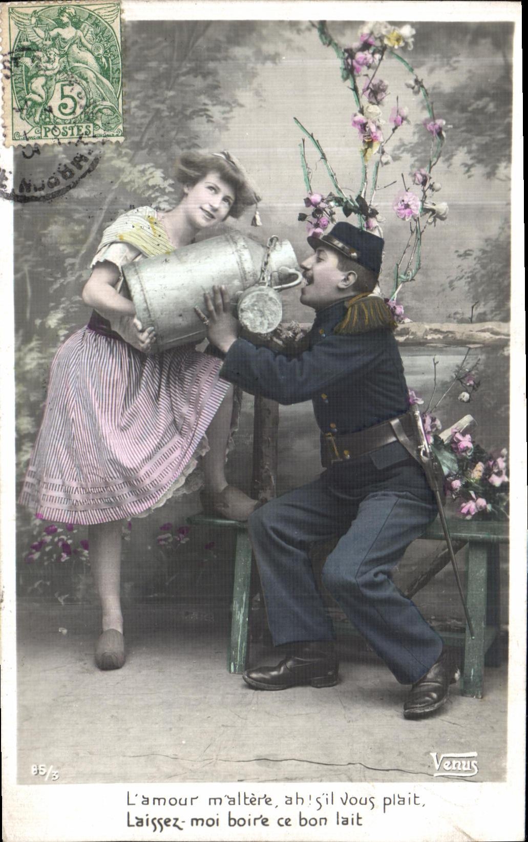 Soldat et jeune femme — scène humoristique — Venus, n° 85/5