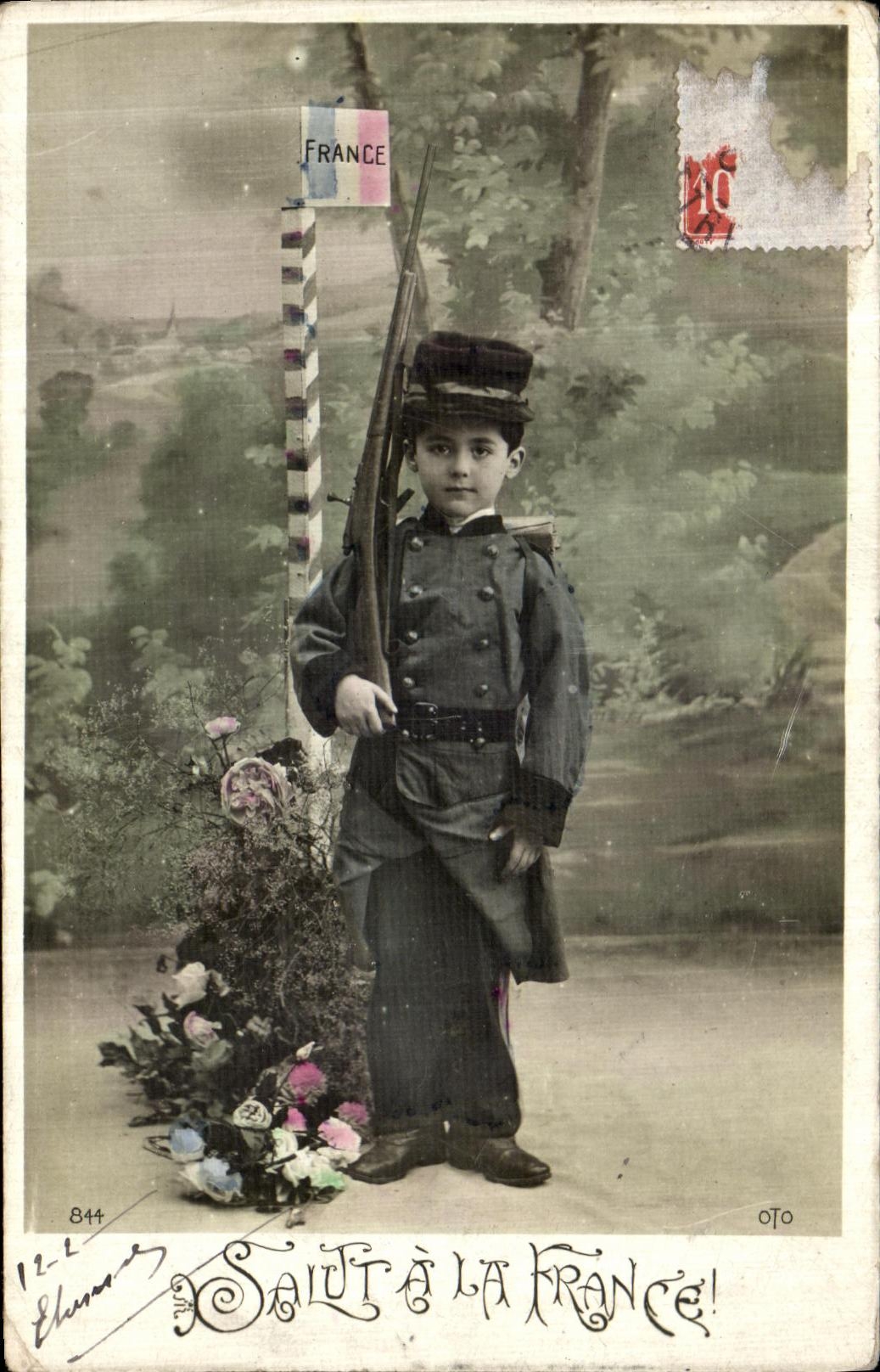 CPA Salut La France Enfant Militaria