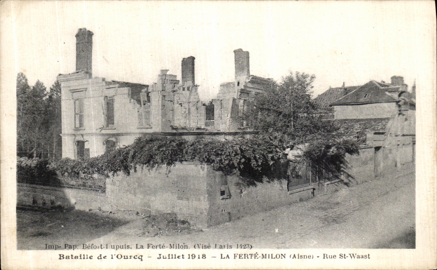 Ruinen der rue St-Waast in La Ferté-Milon — Imp. Béfort-Lupuis, Nr. 1423