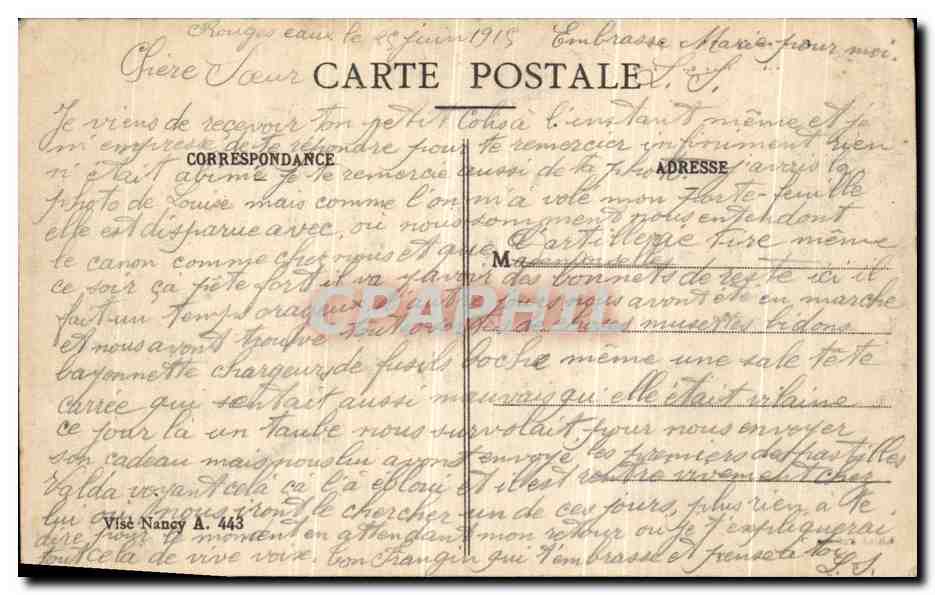 Baccarat en Ruines — Guerre de 1914-1915 — Cliché Autolins — Rückseite