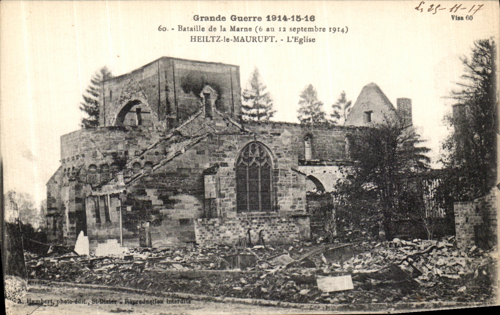Heiltz-le-Maurupt — L'Église détruite — Humbert, photo-édit, St-Diéter