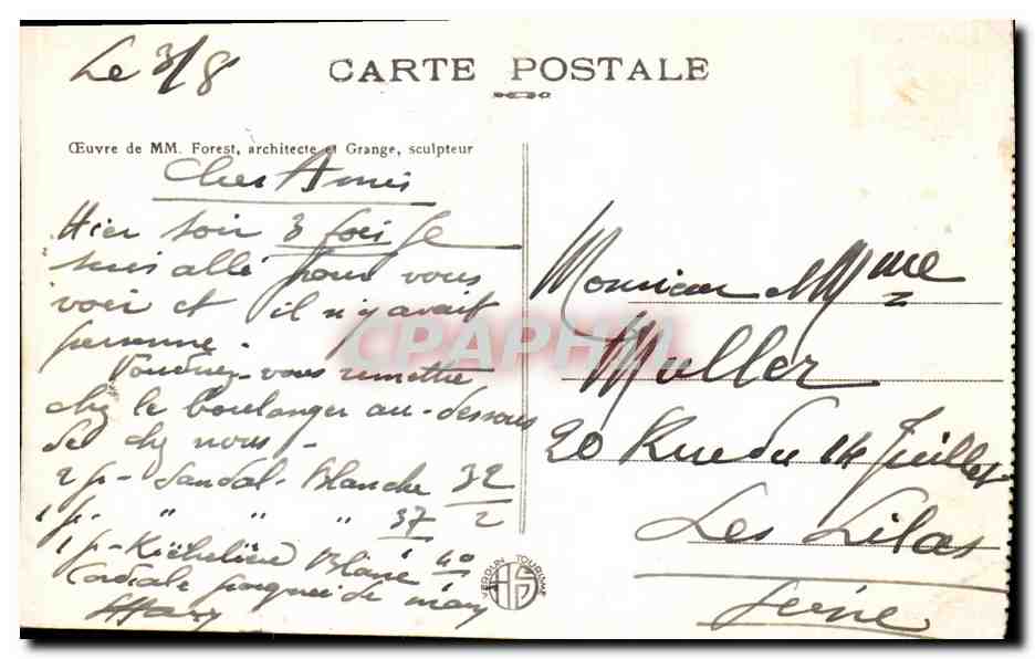 Monument aux Enfants de Verdun morts pour la France — Inauguré le 1er Novembre 1928 — Éditeur non visible — Reverso
