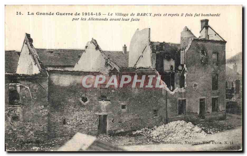Barcy — Village détruit pendant la Grande Guerre — Éditeur Baudinière, N°14