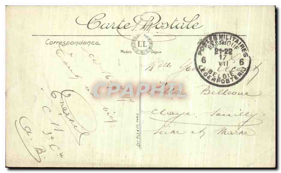 CPA Guerre Dinant detruit par les Allemands L Eglise et le pont sur la Meuse Militaria — Rückseite