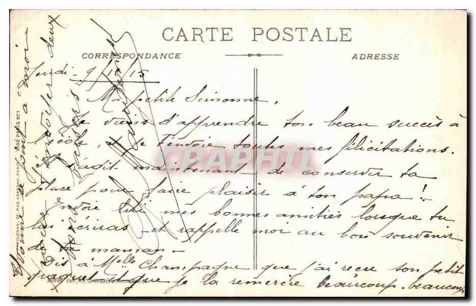 CPA Honneur Aux Braves Medaille croix de guerre Militaria — Rückseite