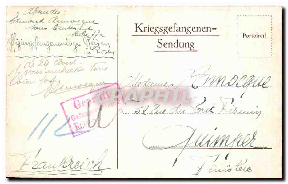 Exposition des œuvres des officiers français du Camp de Reisen — 8, 9 Avril 1917 — Rückseite