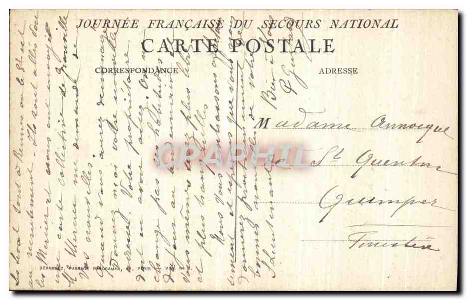 CPA Secours National Militaria — Rückseite