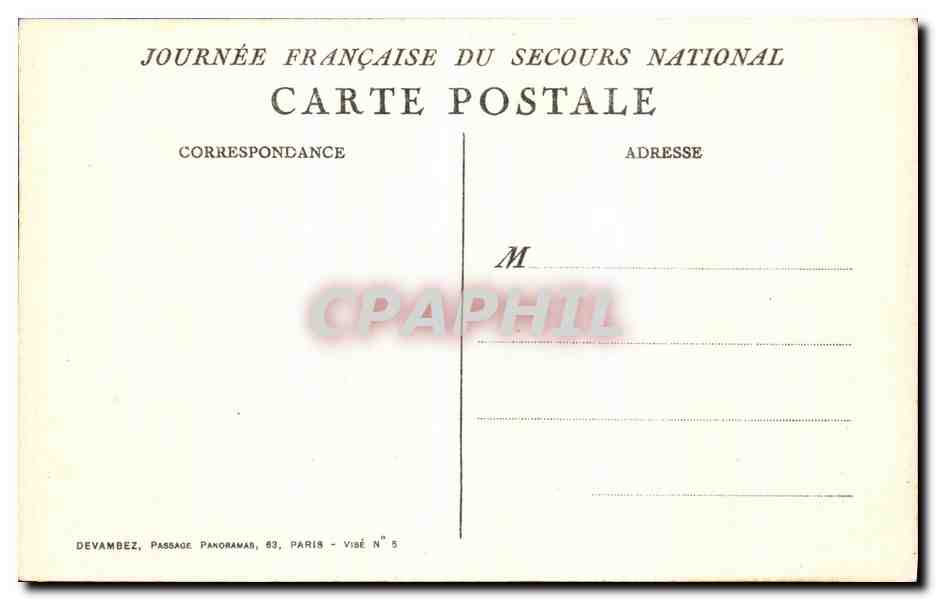 CPA Secours National Militaria — Verso