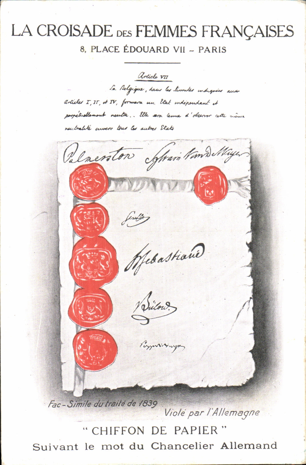 La Croisade des Femmes Françaises — Article VII — Éditeur 8, Place Édouard VII, Paris