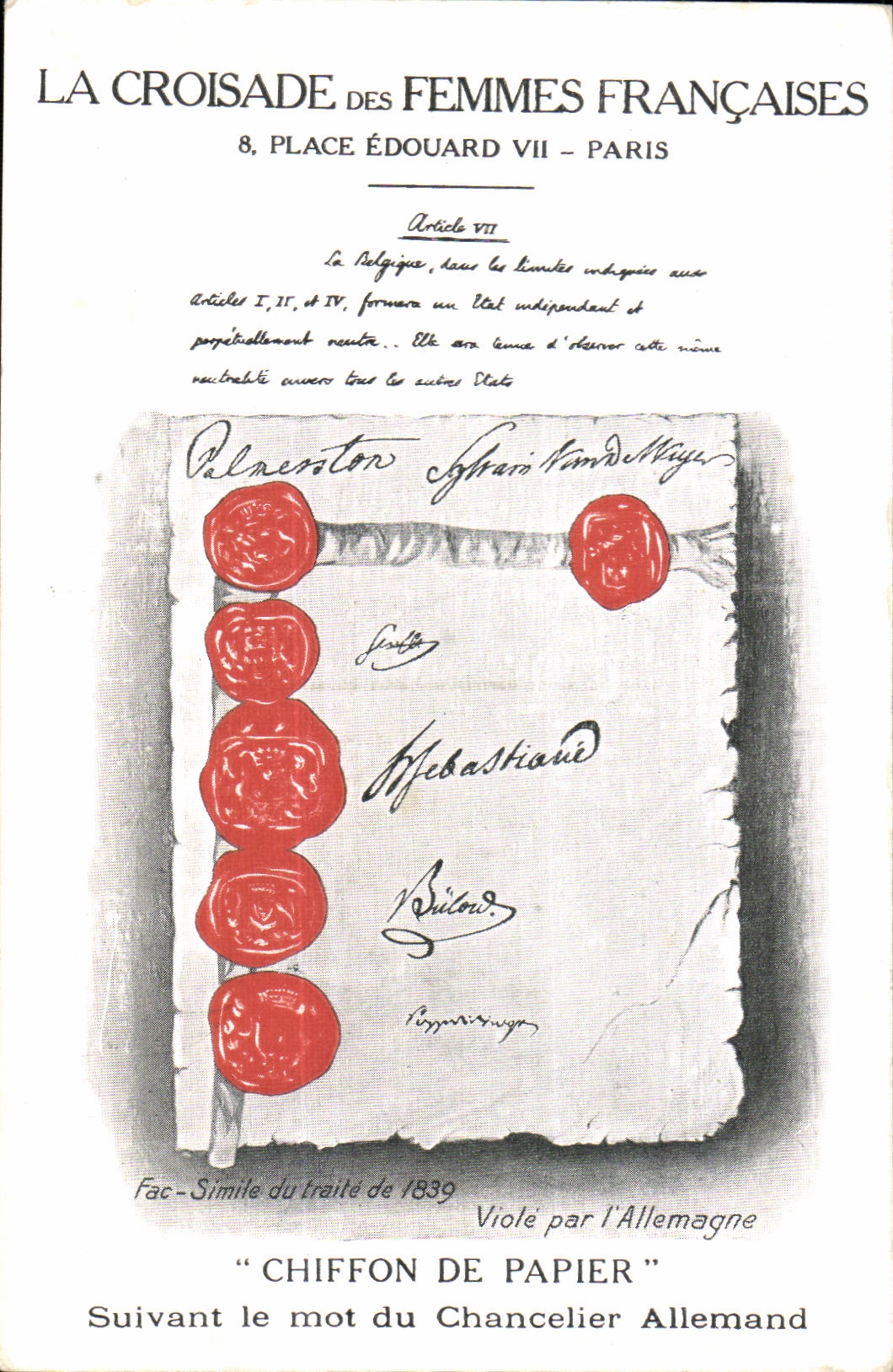 La Croisade des Femmes Françaises — Article VII — Éditeur : 8, Place Édouard VII - Paris