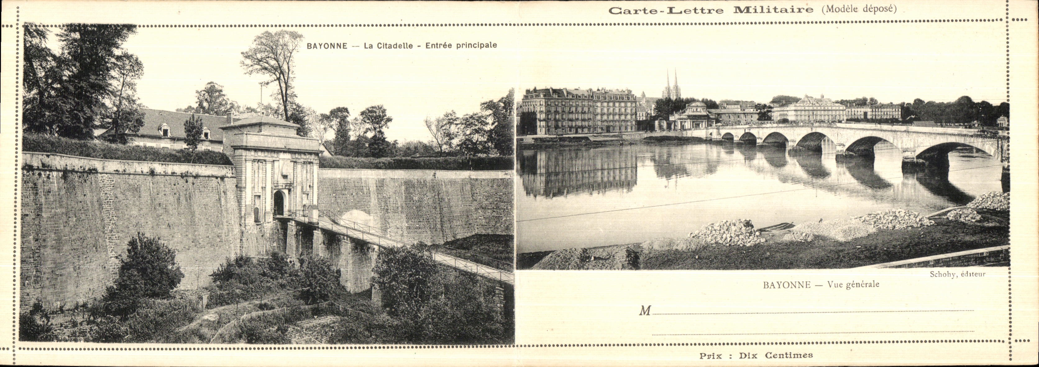 Carte lettre Militaire Batonne La Chateau La citadelle 49eme regiment d infanterie Vallatin Colonel 