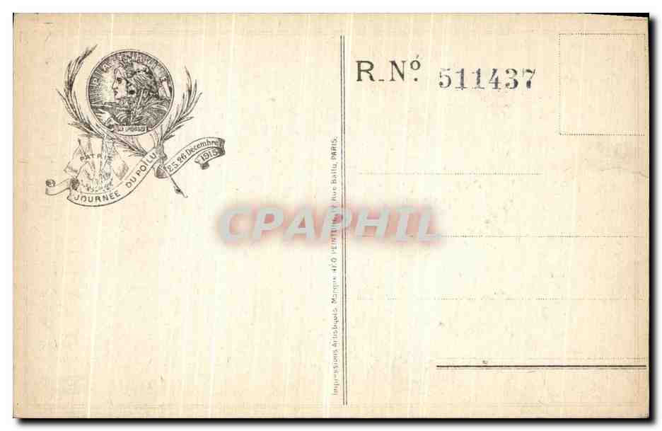 CPA Journee Du Poilu Militaria 25 et 26 decembre 1916  — Rückseite
