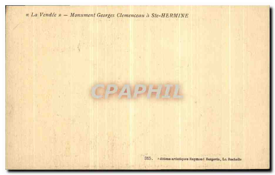 CPA La Vendee Monument Georges Clemenceau a Ste Hermine  — Rückseite