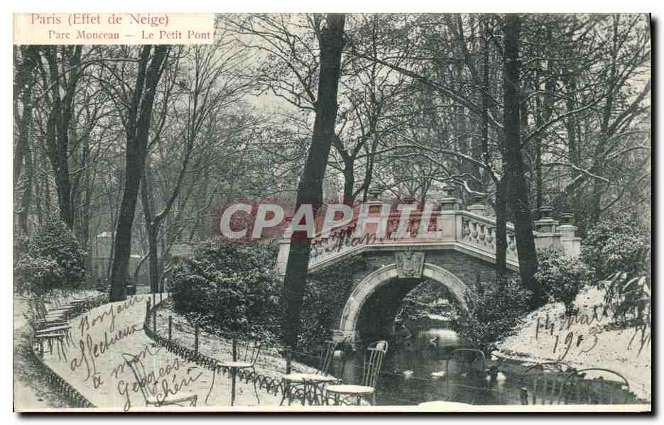 CPA Paris Parc Monceau le petit pont