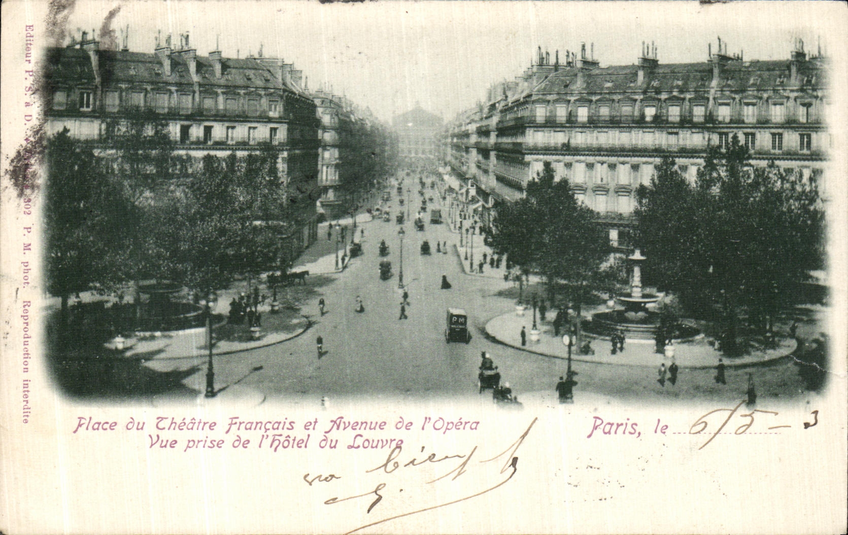 CPA Paris Place du Theatre Francais Avenue de l Opera Vue prise de L Hotel du louvre