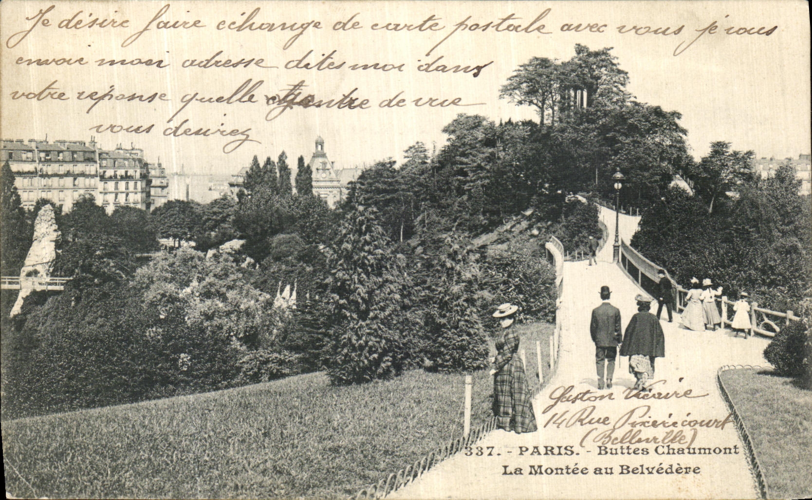 CPA Paris buttes Chaumont Le Montee au Belvedere