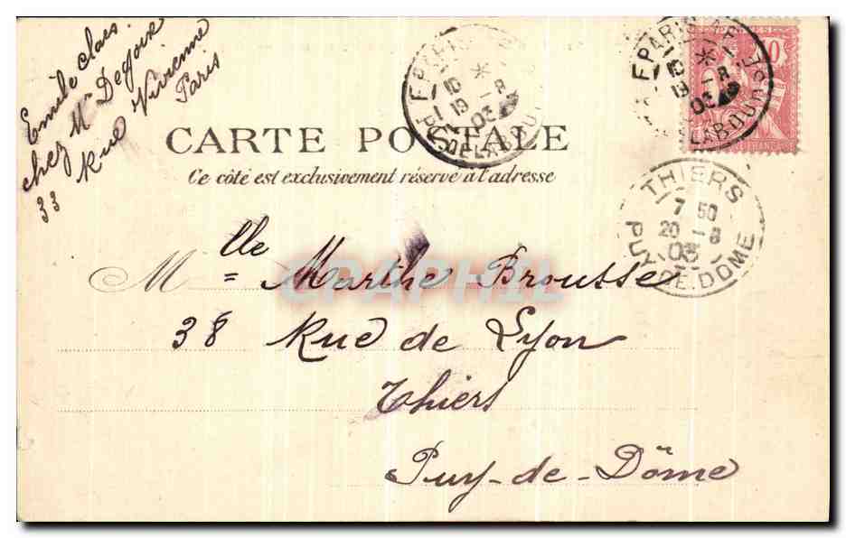 CPA Paris Le Square D Anvers Le Monument De Diderot — Rückseite