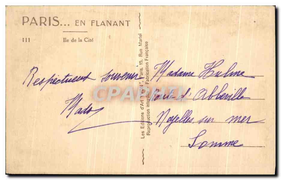 CPA Paris En Flanant Ile de la Cite — Rückseite