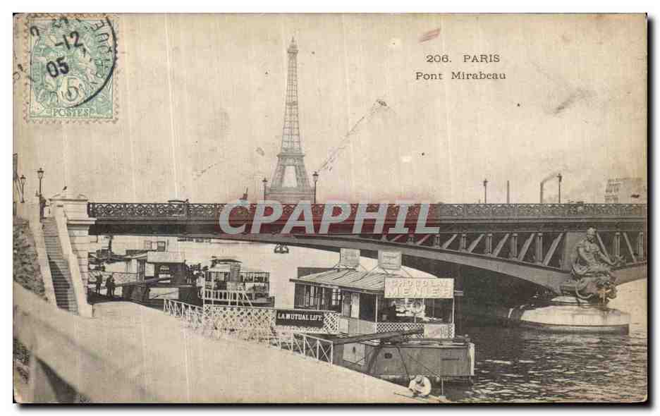 CPA Paris Pont Mirabeau Tour Eiffel