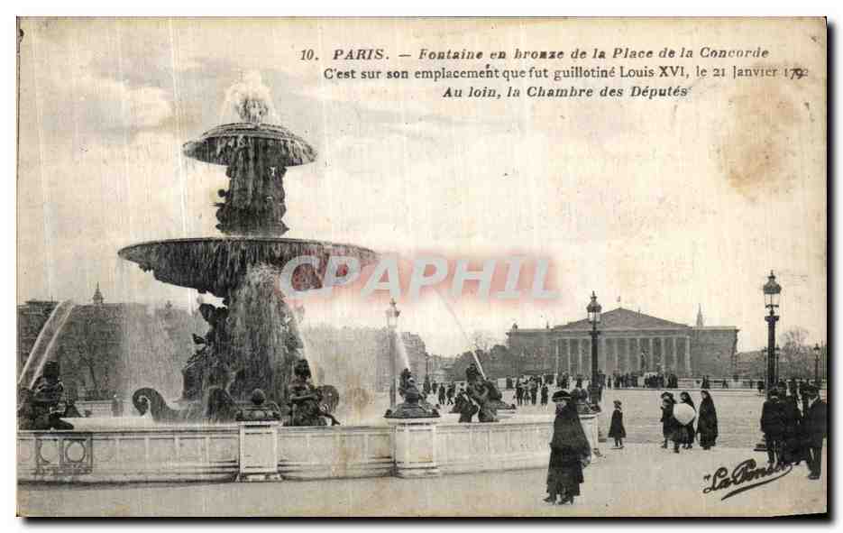 CPA Paris Fontaine en bronze de la Place de la Concorde