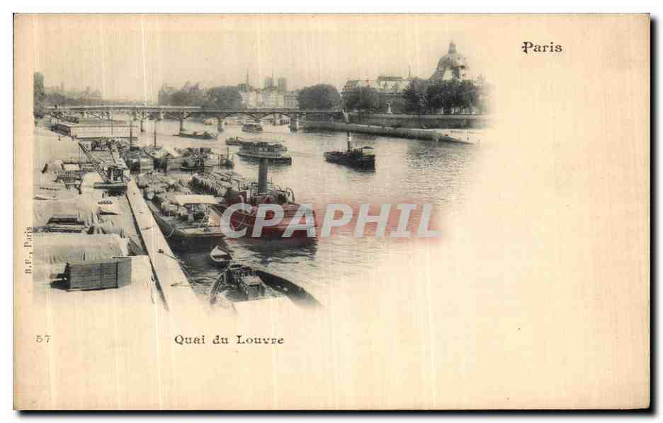 CPA Paris Quai du Louvre Peniches Bateaux