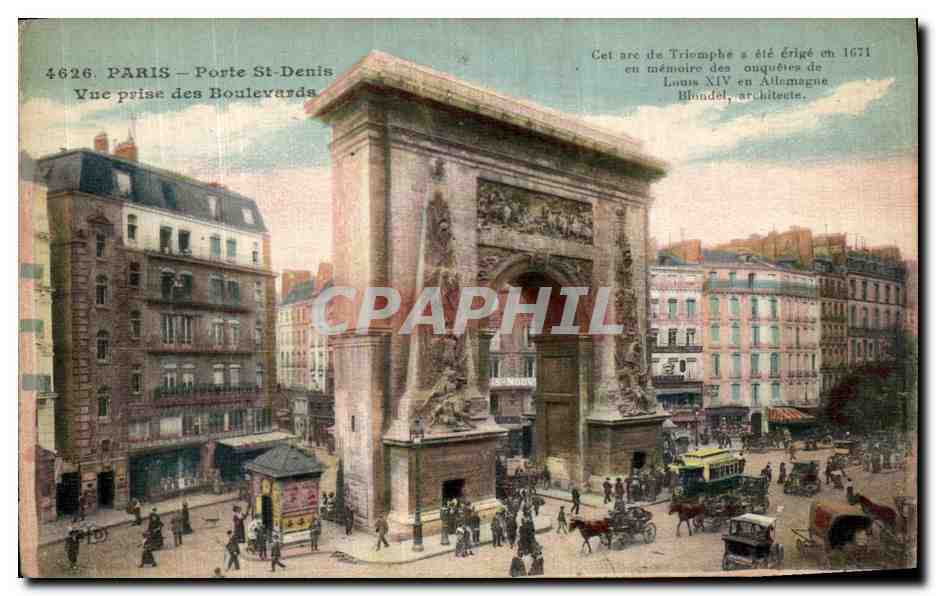 CPA Paris Porte St Denis Vue Prise des Boulevards