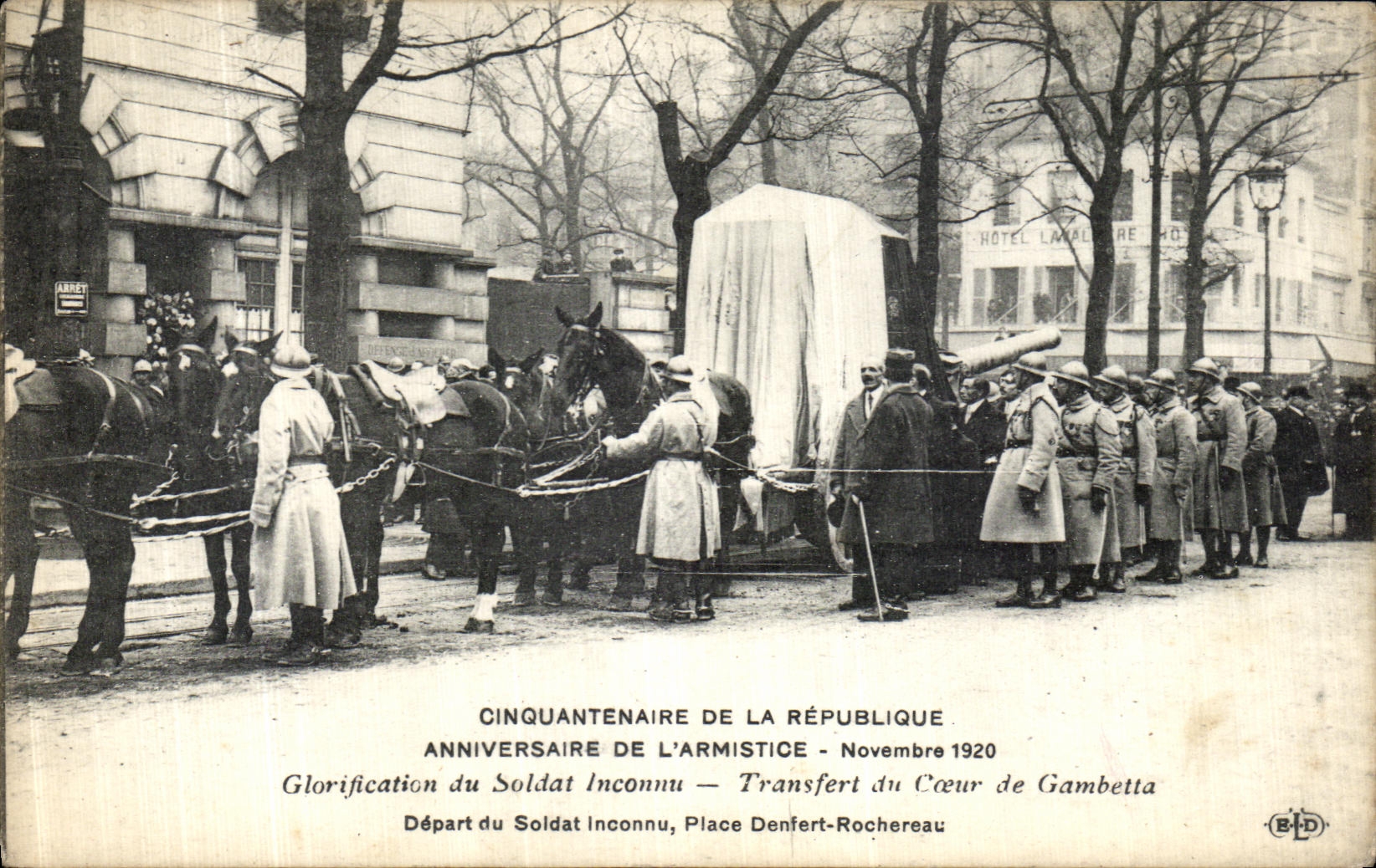 CPA Anniversaire De L Armistice Glorification du Soldat Inconnu Transfert du Pantheon du coeur de Gambetta