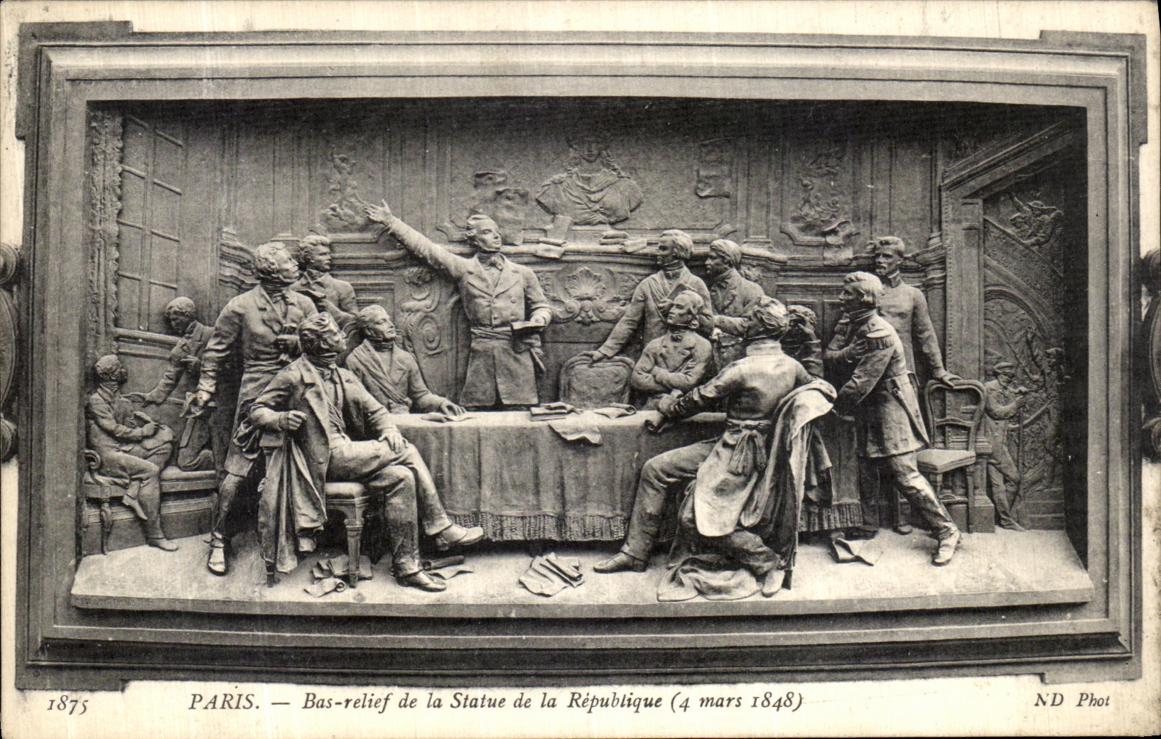 CPA Paris Bas Relief de l a Statue de la Republique 4 mars 1848
