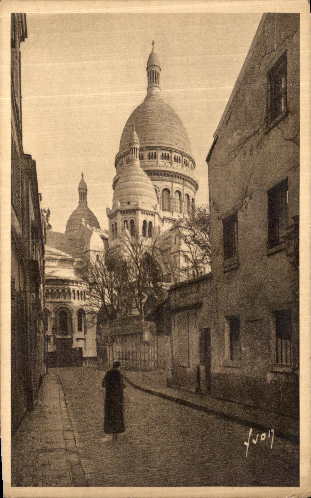 CPA Paris En Flanant La Basilique du Sacre Coeur vue de la Rue du Chevalier de la Barre
