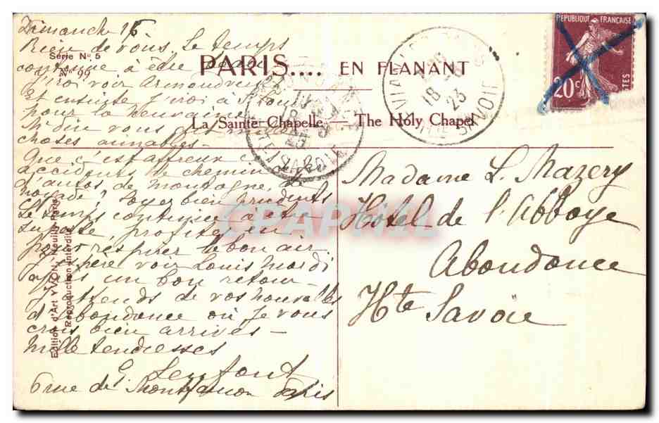 CPA Paris Sainte Chapelle — Verso