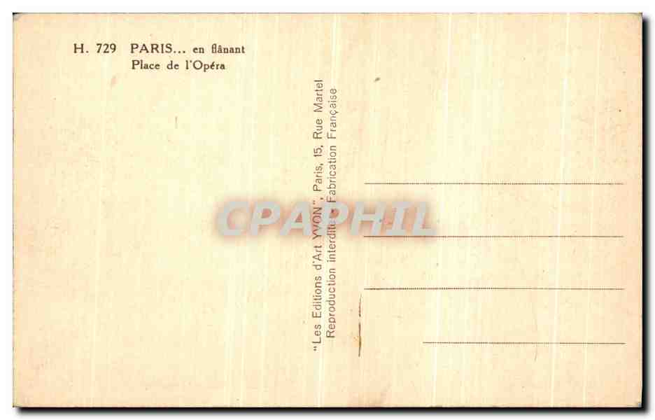 CPA Paris en Flanant Place de L Opera — Rückseite