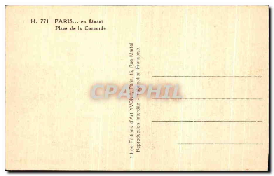 CPA Paris en Flanant Place de la Concorde — Rückseite