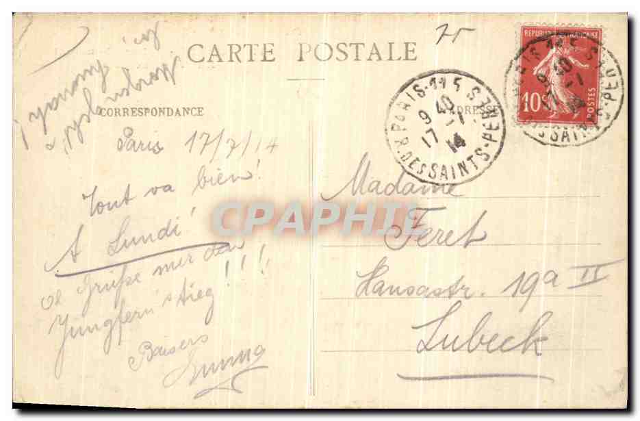 CPA Paris Buttes Chaumont Entree Principale — Rückseite