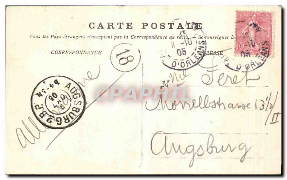 CPA Paris de Souvenir — Rückseite