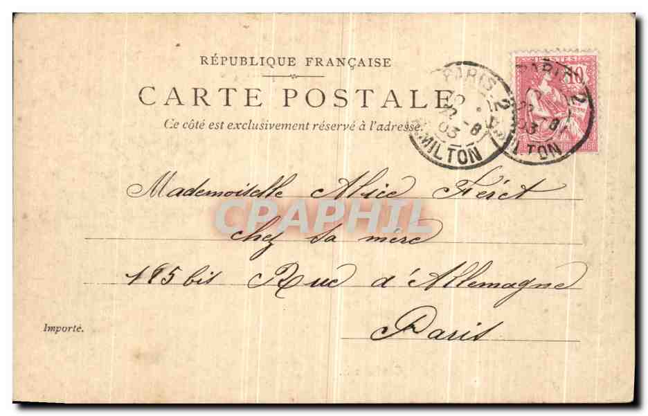 CPA Paris Le Conciergerie — Verso