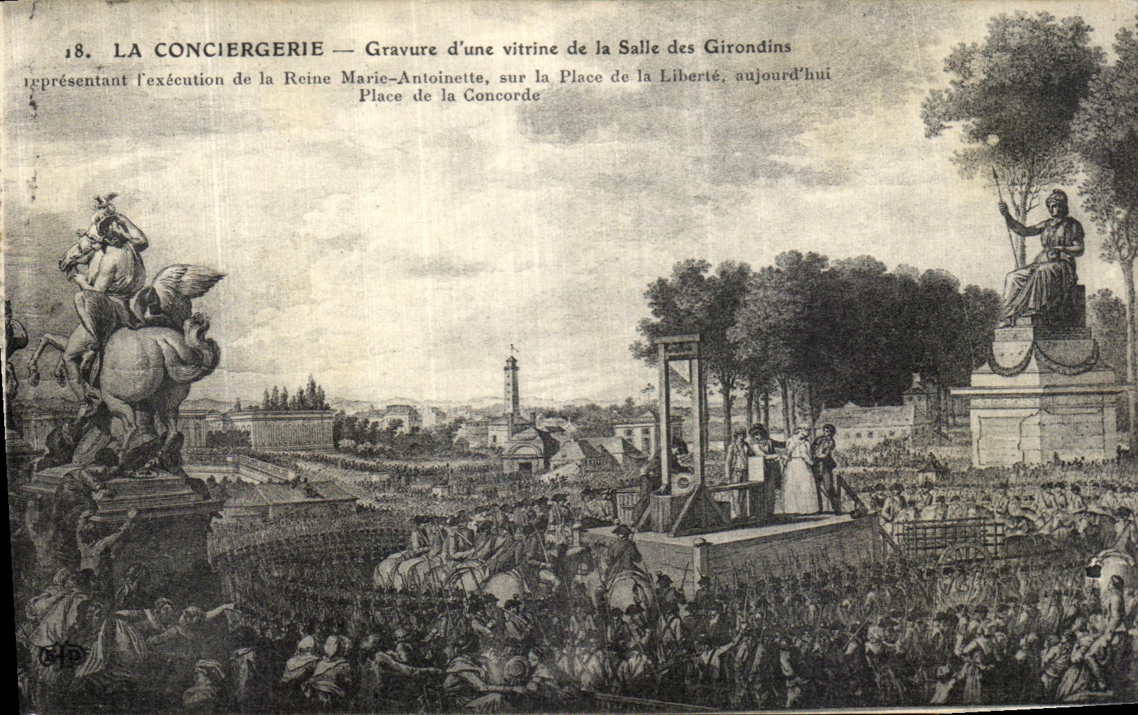CPA La Conciergerie Gravure d une vitrine de la Salle des Girondins Paris 