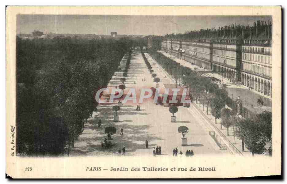 CPA Paris Jardin des Tuileries et rue de Rivoli