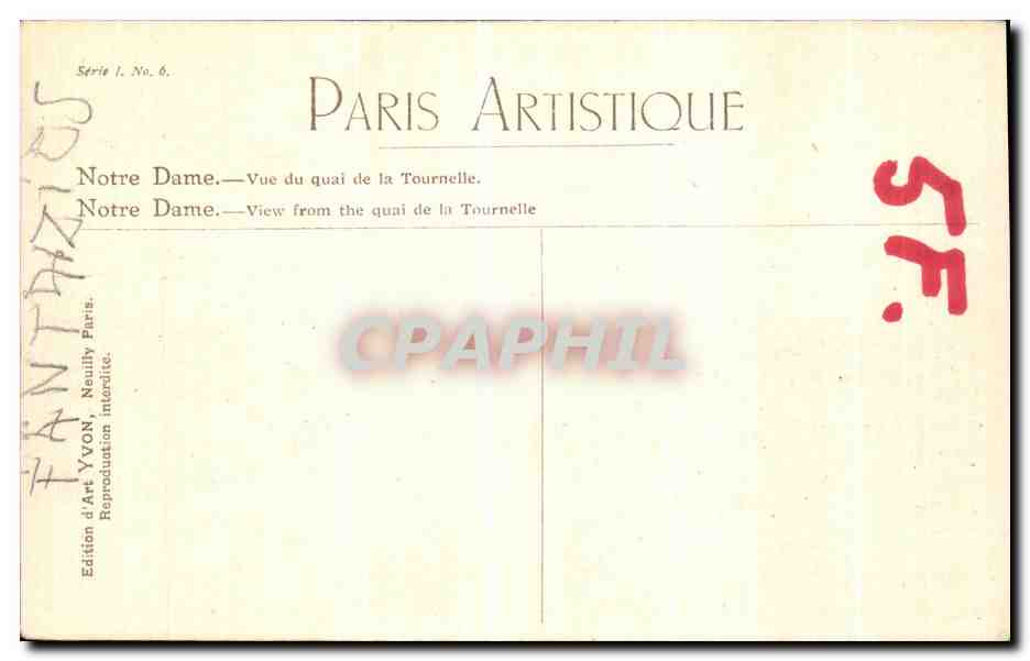 CPA Paris Notre Dame Vue du Quai de la Tournelle — Verso