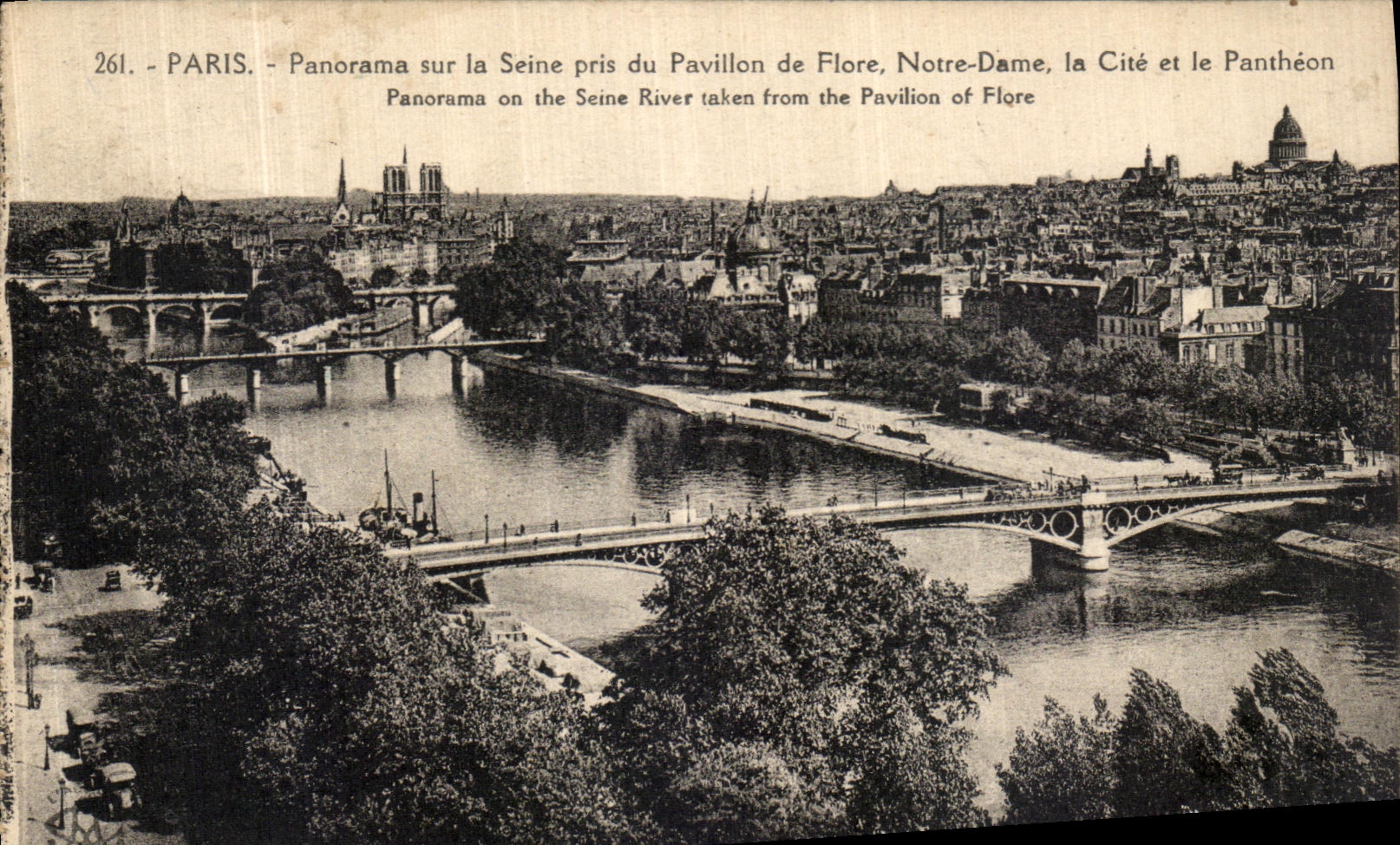 CPA Paris Panorama sur la Seine du Pavillon de Flore Notre Dame La Cite et le Pantheon 
