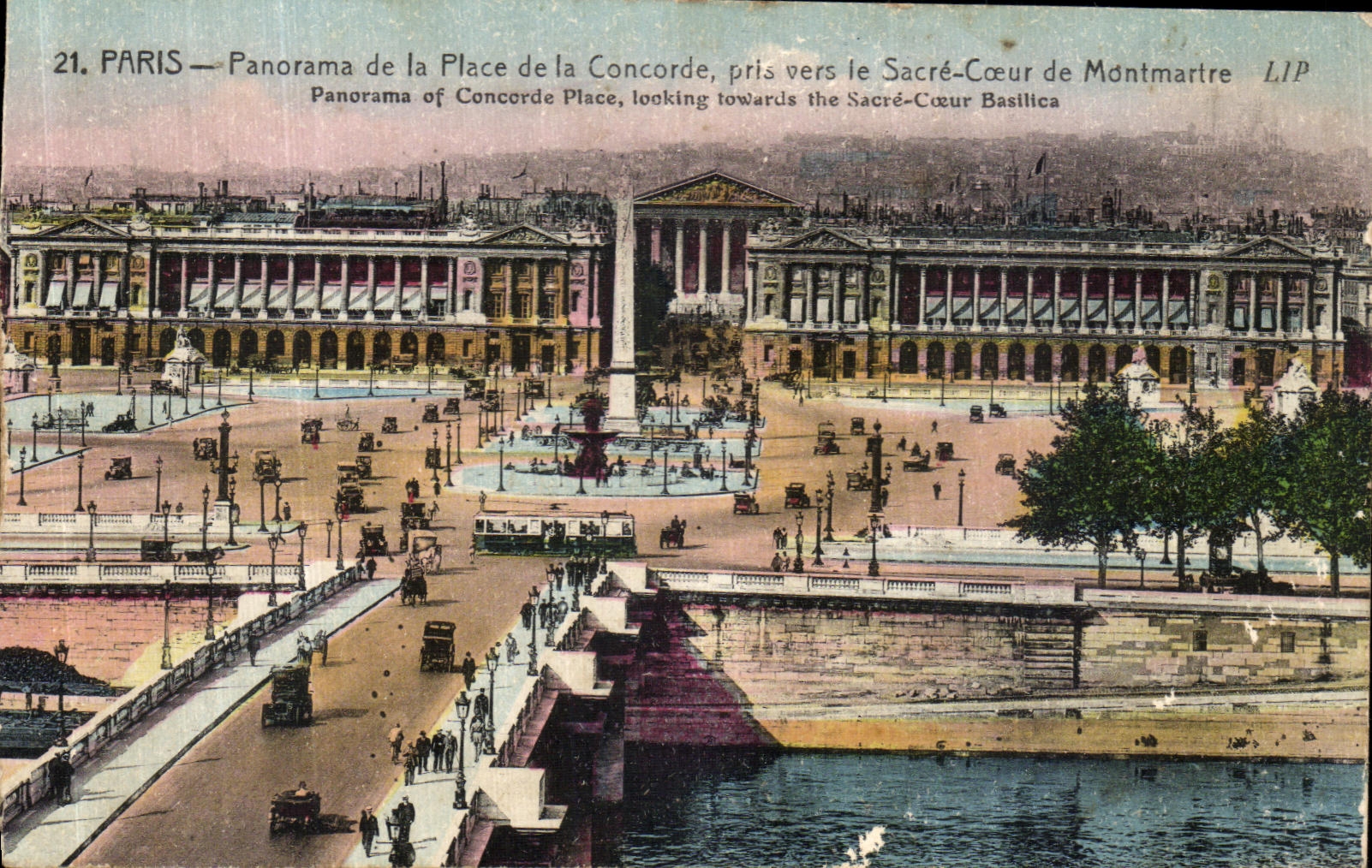 CPA Paris Panorama de la place de la Concorde pris vers le Sacre coeur de Montmartre