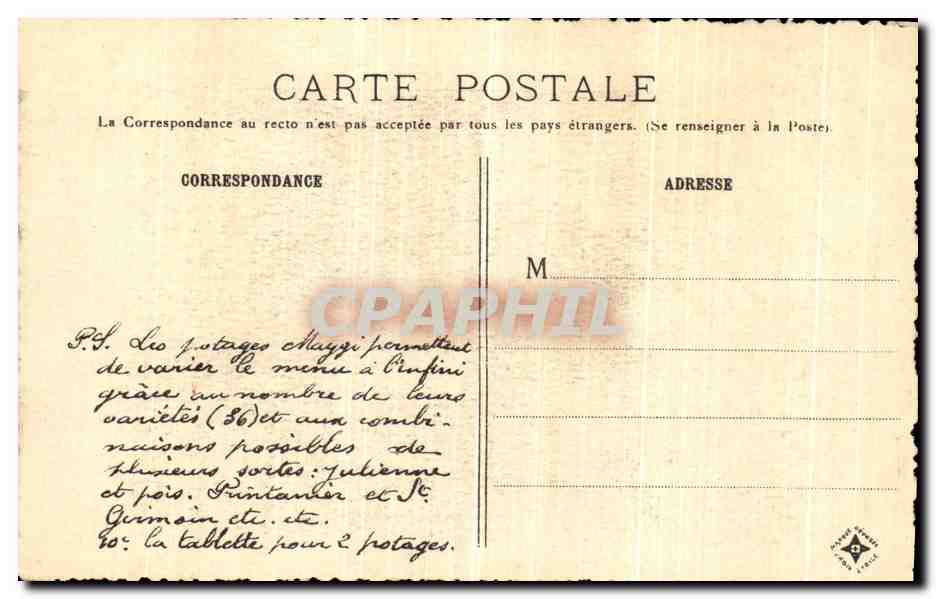 CPA Paris Vieux Chateau de La Reine Blanche Rue des Gobelins Maggi — Verso