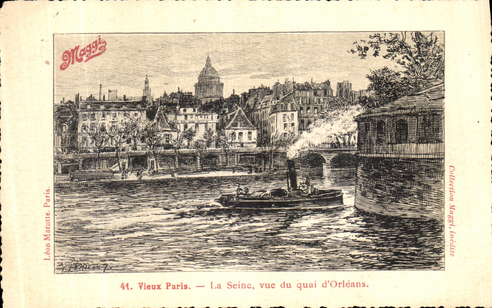 CPA Paris Vieux La Seine vue du Quai d Orleans Maggi