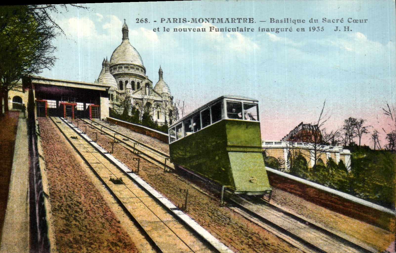 CPA Paris Montmartre Basilique du Sacre Coeur et le nouveau funiculaire inaugure en 1935