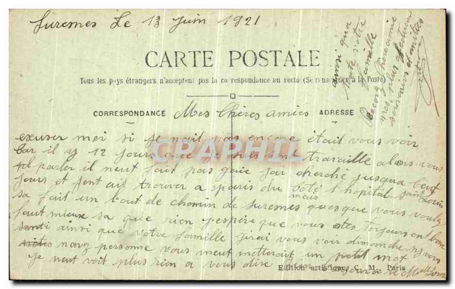 CPA Bois de Boulogne Chateau de Bagatelle  — Rückseite