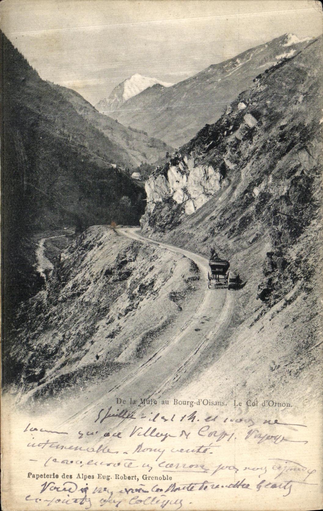 Vue du Col d'Ornon — De la Mufe au Bourg-d'Oisans — Papeterie des Alpes Eug. Robert, Grenoble