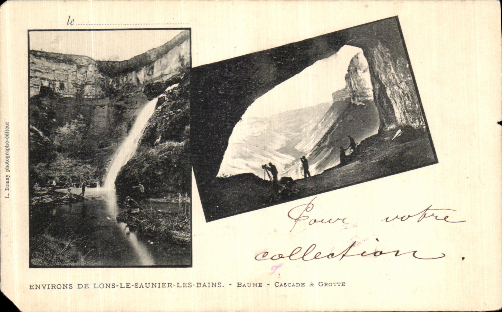 Cartolina d'epoca Environs De Lons Le Saunier Les Bains Baume Cascade Grotte