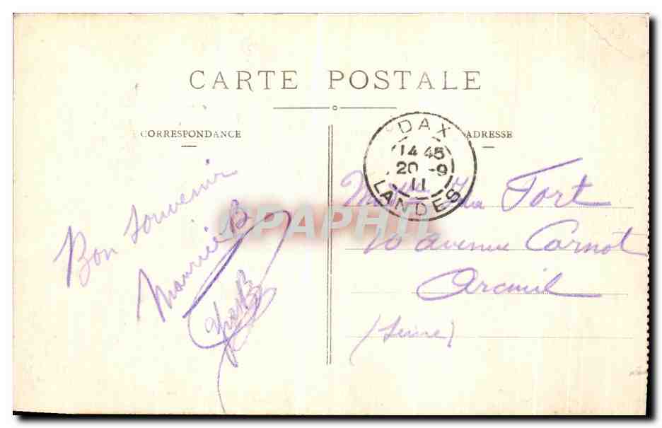 CPA Dax Etablissement Et Promenade des Baignots — Rückseite
